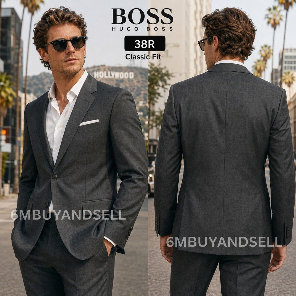 Hugo Boss Pasolini Movie US Blazer Mens 38R Charcoal Gray Super 100 Wool Jacket